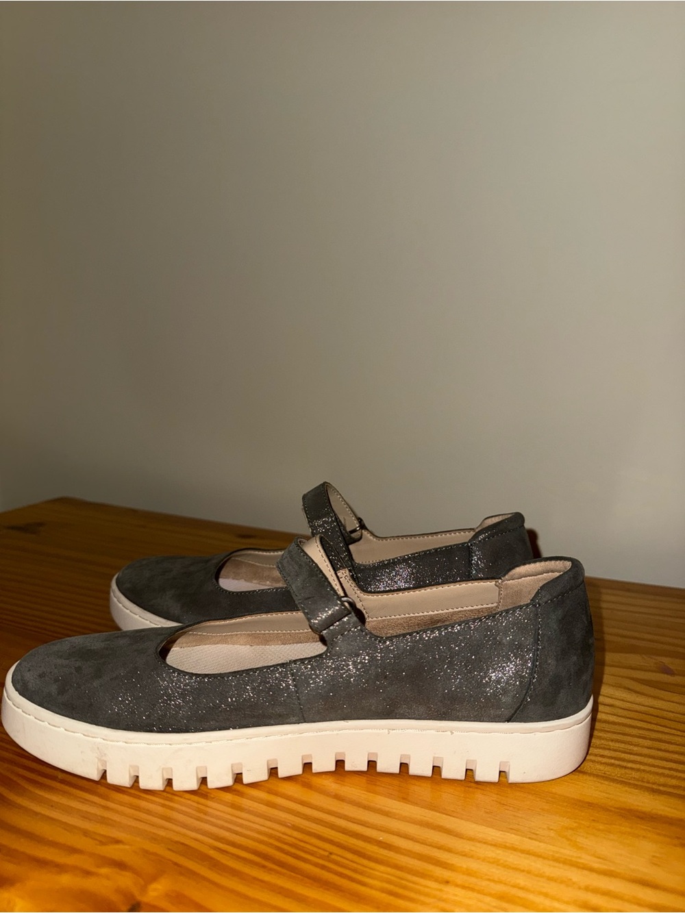 Ryka Gray Glitter Mary Jane Sneakers with White Platform - Picture 6 of 15